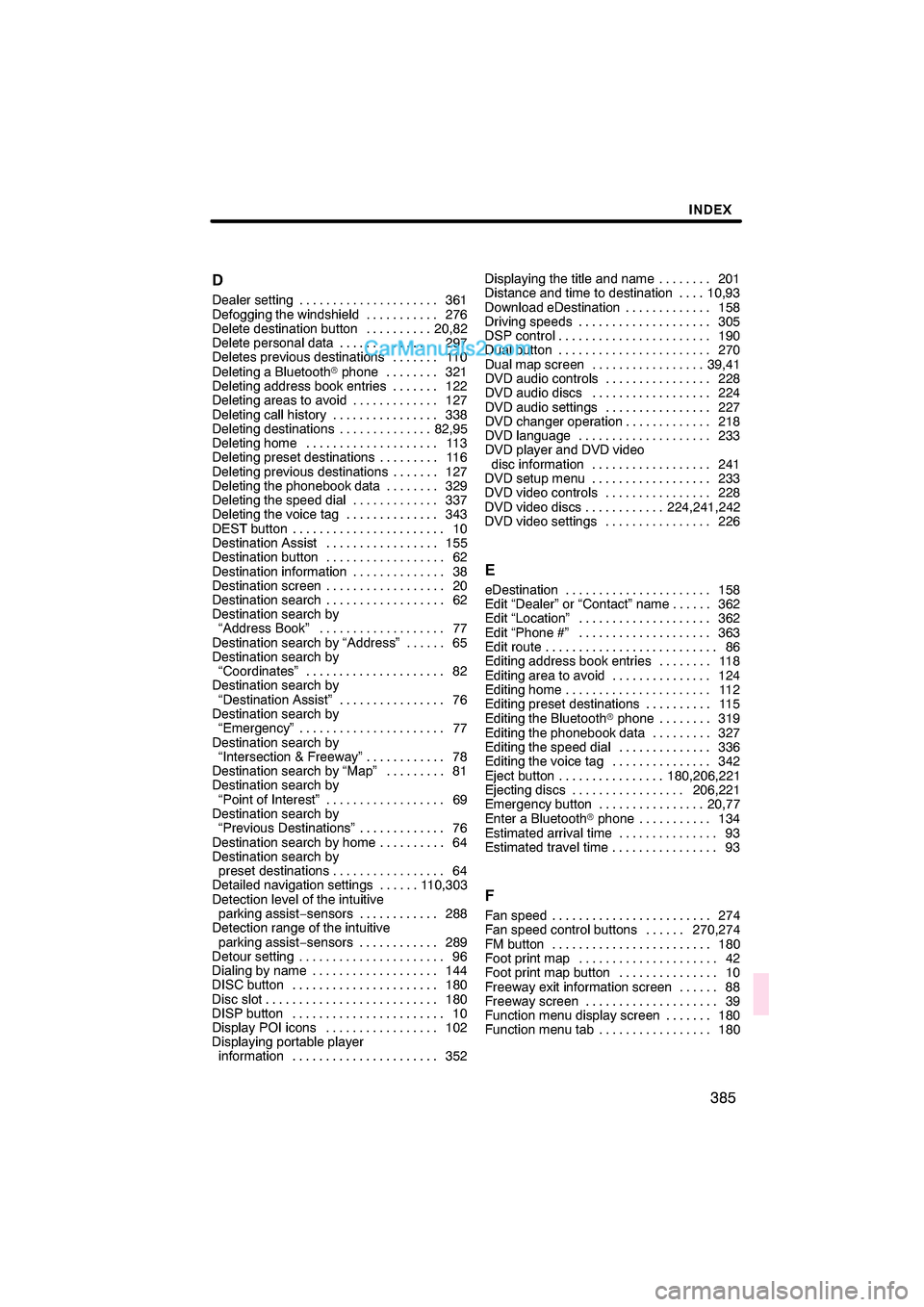 Lexus ES350 2010  Navigation Manual 


\b 	

\f

\



\f
 
 \f	 


 	
\f
\f 

\f 


 \b	\f 
 


	 \b
