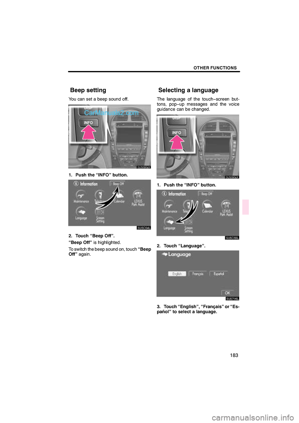 Lexus ES350 2008  Navigation Manual  \b	
\b

 \b	 
\f \b 
 
	 
\f
   
\b 

   
 
 \f
 
\f \f 
 
	 	 \f 
 \b\b	  \b	