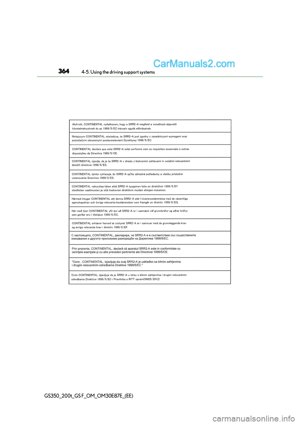 Lexus GS F 2015  Owners Manuals 3644-5. Using the driving support systems
GS350_200t_GS F_OM_OM30E87E_(EE)  