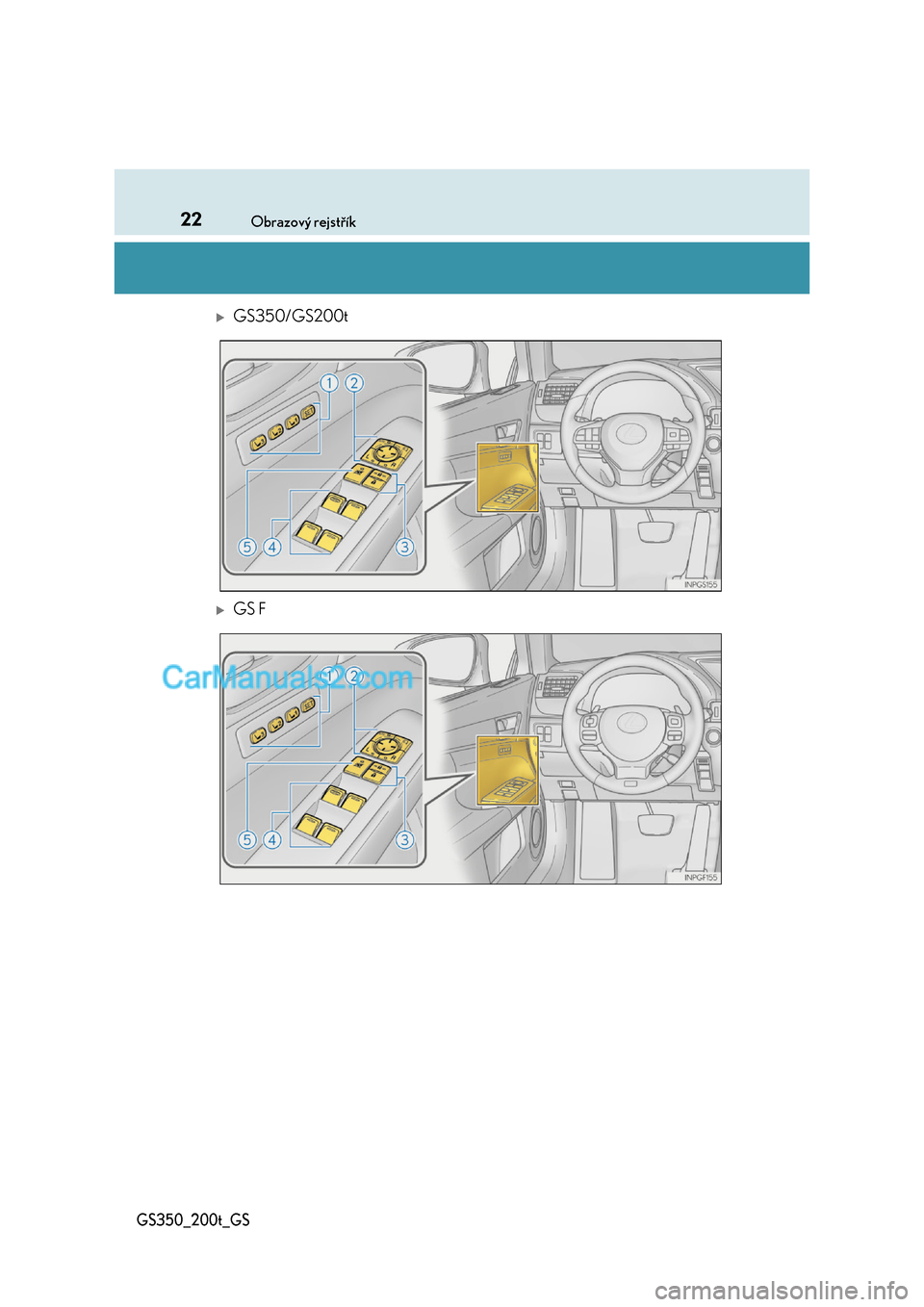 Lexus GS200t 2017  Návod k obsluze (in Czech) 22Obrazový rejstřík
GS350_200t_GS
GS350/GS200t
GS F  