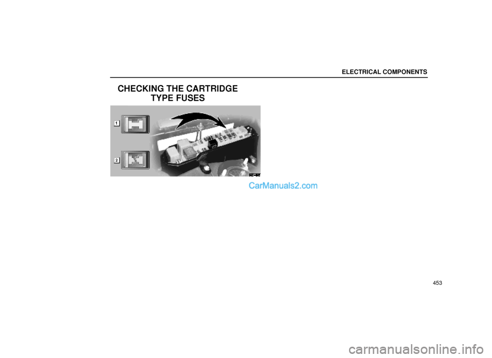 Lexus GS300 1999  Electrical Components ELECTRICAL COMPONENTS
453
CHECKING THE CARTRIDGE
TYPE FUSES
64G019±1  