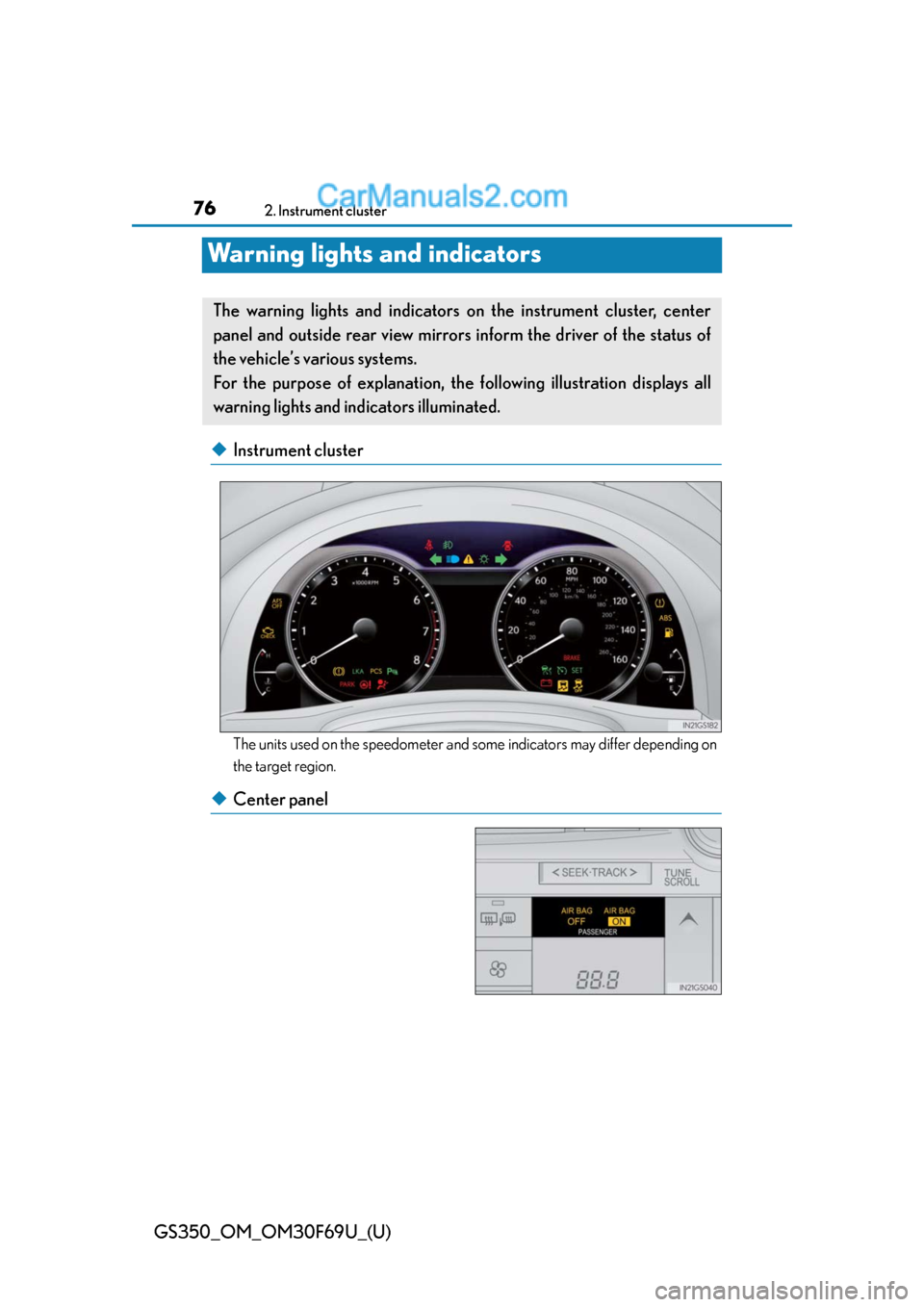 Lexus GS350 2015  Instrument cluster 