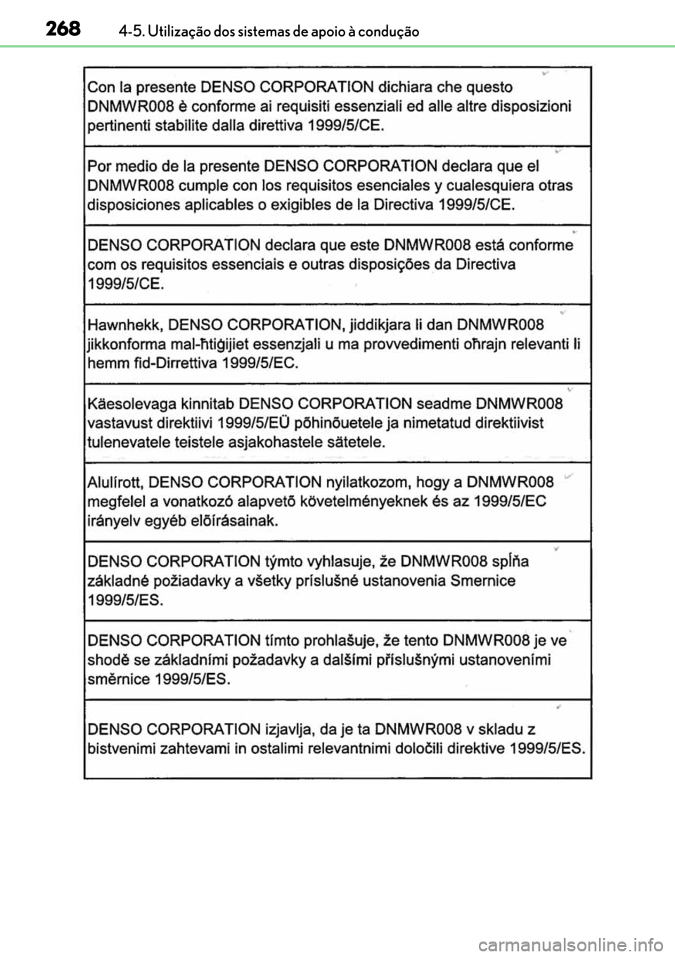 Lexus GS450h 2017 Manual do proprietário (in Portuguese) 268
268268 2684-5. Utilização dos sistemas de apoio à condução Lexus GS450h 2017 Manual do proprietário (in Portuguese) 268
268268 2684-5. Utilização dos sistemas de apoio à condução