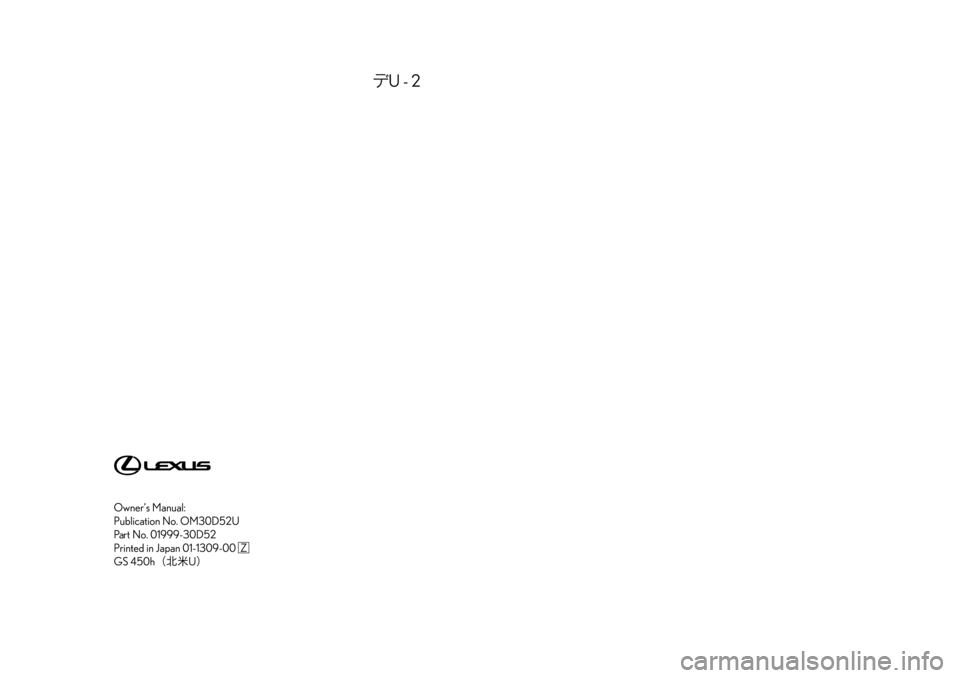 Lexus GS450h 2014 Owners Manual Lexus GS450h 2014 Owners Manual