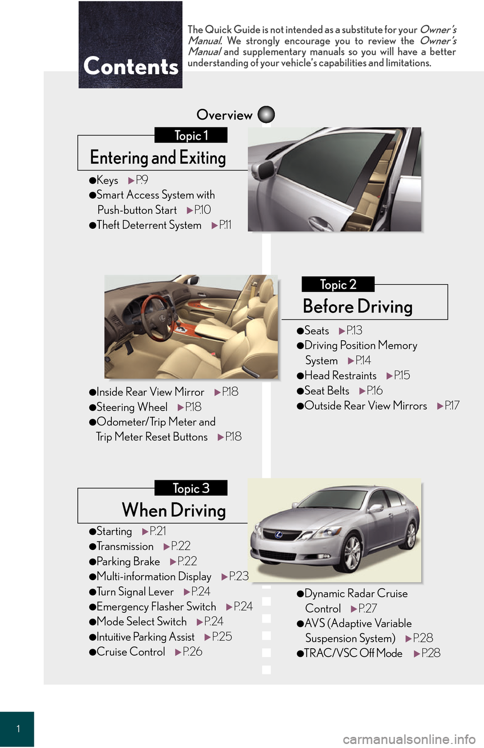 Lexus GS450h 2008  Using the audio system / LEXUS 2008 GS450H QUICK GUIDE OWNERS MANUAL (OM30B13U) 