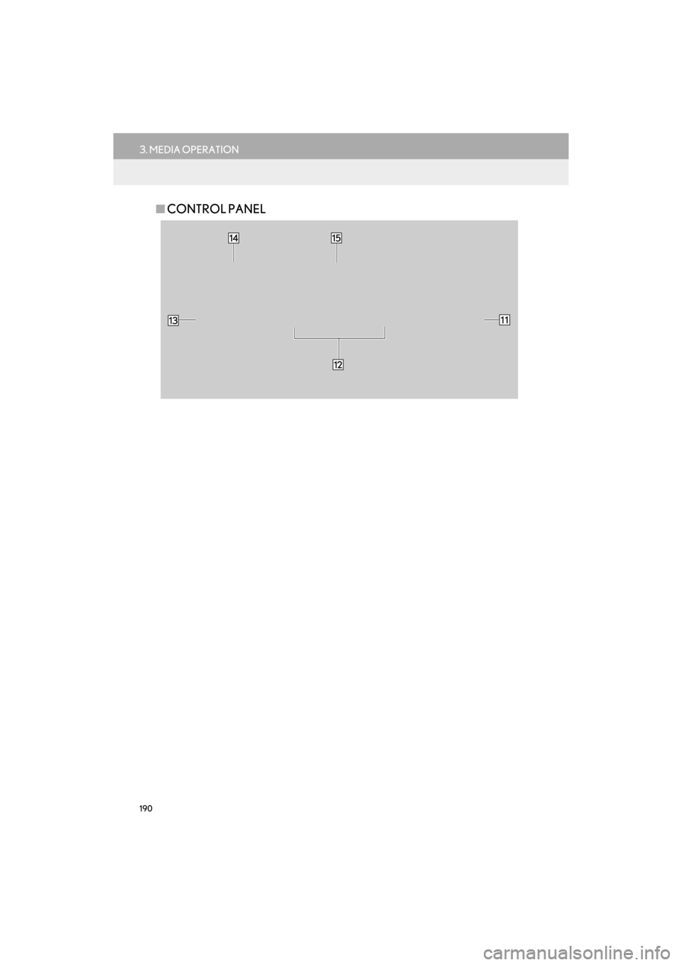 Lexus GX460 2017  Navigation Manual 190
3. MEDIA OPERATION
GX460_Navi_OM60N98U_(U)16.05.30     14:27
■CONTROL PANEL
GX_Navi_OM60N98U_(U).book  Page 190  Monday, May 30, 2016  2:28 PM 