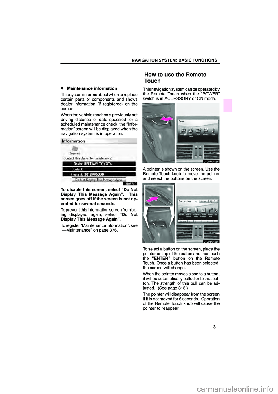 Lexus HS250h 2011  Navigation Manual 