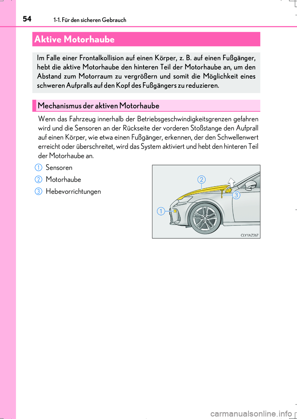 Lexus IS200t 2017  Betriebsanleitung (in German) 541-1. Für den sicheren Gebrauch
IS200t_EM(OM99J19M)
Wenn das Fahrzeug innerhalb der Betriebsgeschwindigkeitsgrenzen gefahren
wird und die Sensoren an der Rückseite der vorderen Stoßstange den Aufp