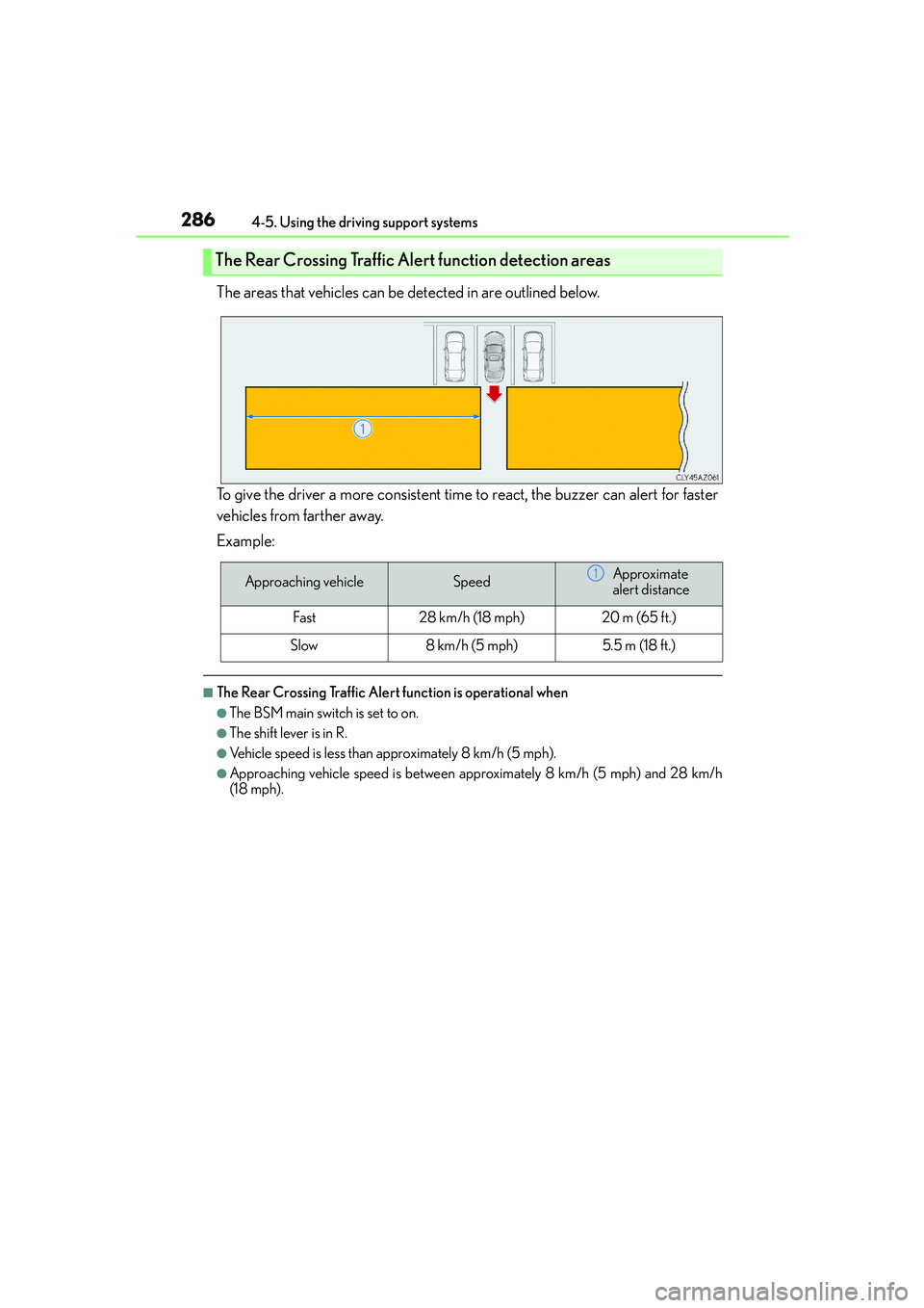 Lexus IS250 2014 Owners Manual 2864-5. Using the driving support systems
IS250_EE(OM53C51E)
The areas that vehicles can be detected in are outlined below.
To give the driver a more consistent time to react, the buzzer can alert for Lexus IS250 2014 Owners Manual 2864-5. Using the driving support systems
IS250_EE(OM53C51E)
The areas that vehicles can be detected in are outlined below.
To give the driver a more consistent time to react, the buzzer can alert for