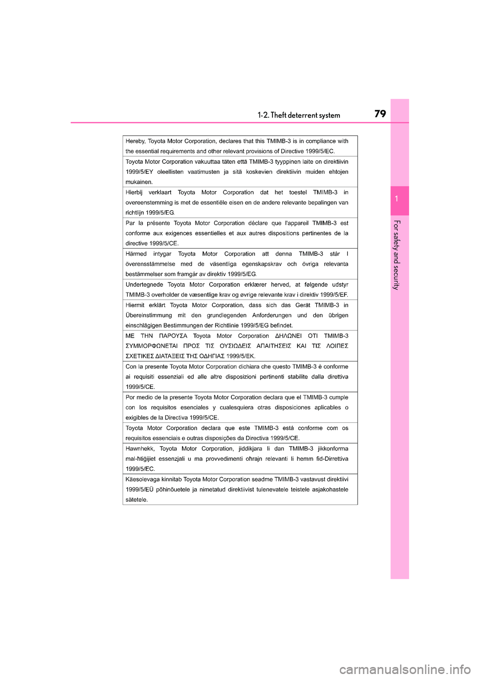 Lexus IS250 2014 Manual PDF 791-2. Theft deterrent system
1
For safety and security
IS250_EE(OM53C51E) 