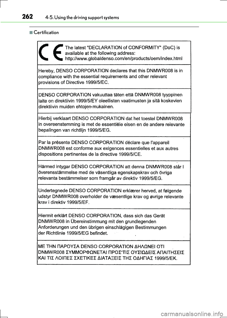 Lexus IS300h 2017 Owners Manual 2624-5. Using the driving support systems
IS300h_EE(OM53D89E)
■Certification Lexus IS300h 2017 Owners Manual 2624-5. Using the driving support systems
IS300h_EE(OM53D89E)
■Certification