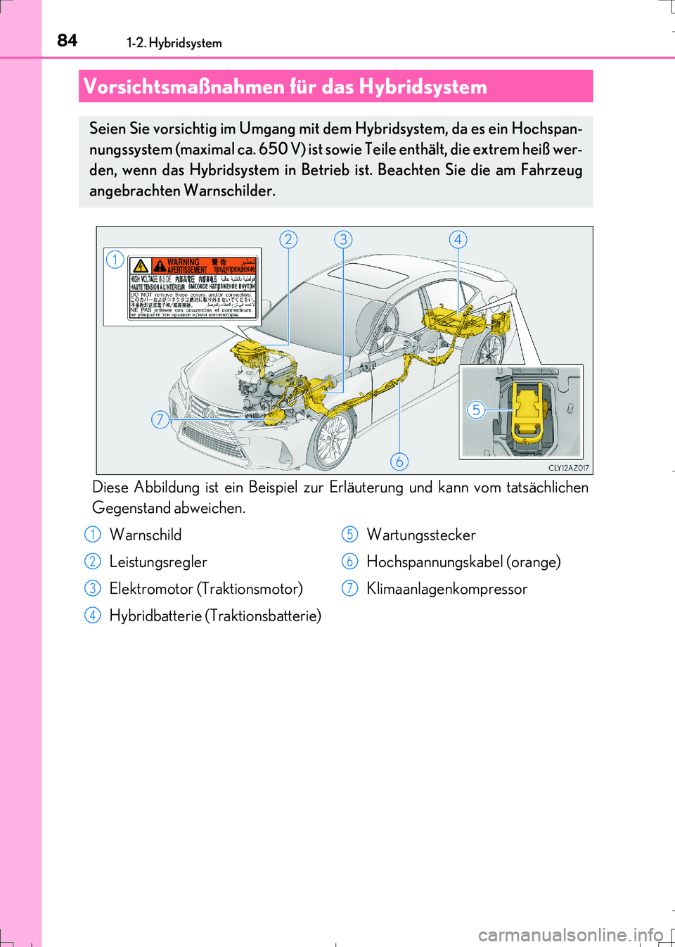 Lexus IS300h 2017  Betriebsanleitung (in German) 841-2. Hybridsystem
IS300h_EM(OM99K28M)
Diese Abbildung ist ein Beispiel zur Erläuterung und kann vom tatsächlichen
Gegenstand abweichen.
Vorsichtsmaßnahmen für das Hybridsystem
Seien Sie vorsicht