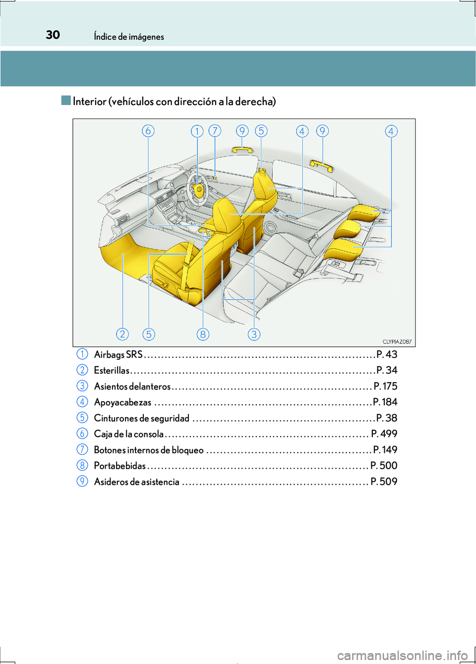 Lexus IS300h 2017 Manual del propietario (in Spanish) 30Índice de imágenes
IS300h_ES(OM53D92S)
■Interior (vehículos con dirección a la derecha)
Airbags SRS . . . . . . . . . . . . . . . . . . . . . . . . . . . . . . . . . . . . . . . . . . . . . . Lexus IS300h 2017 Manual del propietario (in Spanish) 30Índice de imágenes
IS300h_ES(OM53D92S)
■Interior (vehículos con dirección a la derecha)
Airbags SRS . . . . . . . . . . . . . . . . . . . . . . . . . . . . . . . . . . . . . . . . . . . . . .