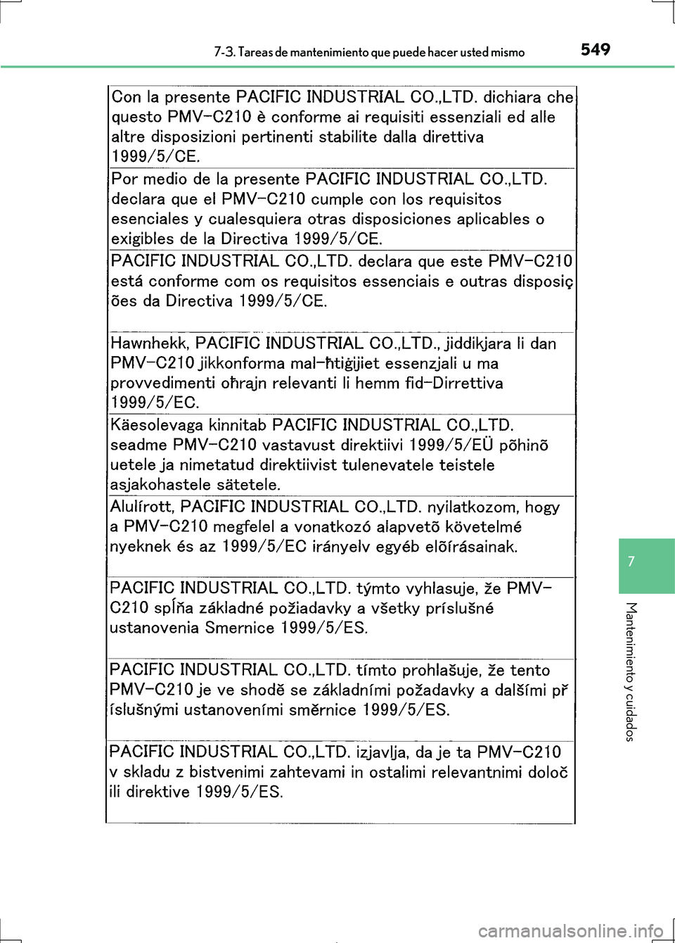Lexus IS300h 2017 Manual del propietario (in Spanish) 5497-3. Tareas de mantenimiento que puede hacer usted mismo
7
Mantenimiento y cuidados
IS300h_ES(OM53D92S) Lexus IS300h 2017 Manual del propietario (in Spanish) 5497-3. Tareas de mantenimiento que puede hacer usted mismo
7
Mantenimiento y cuidados
IS300h_ES(OM53D92S)
