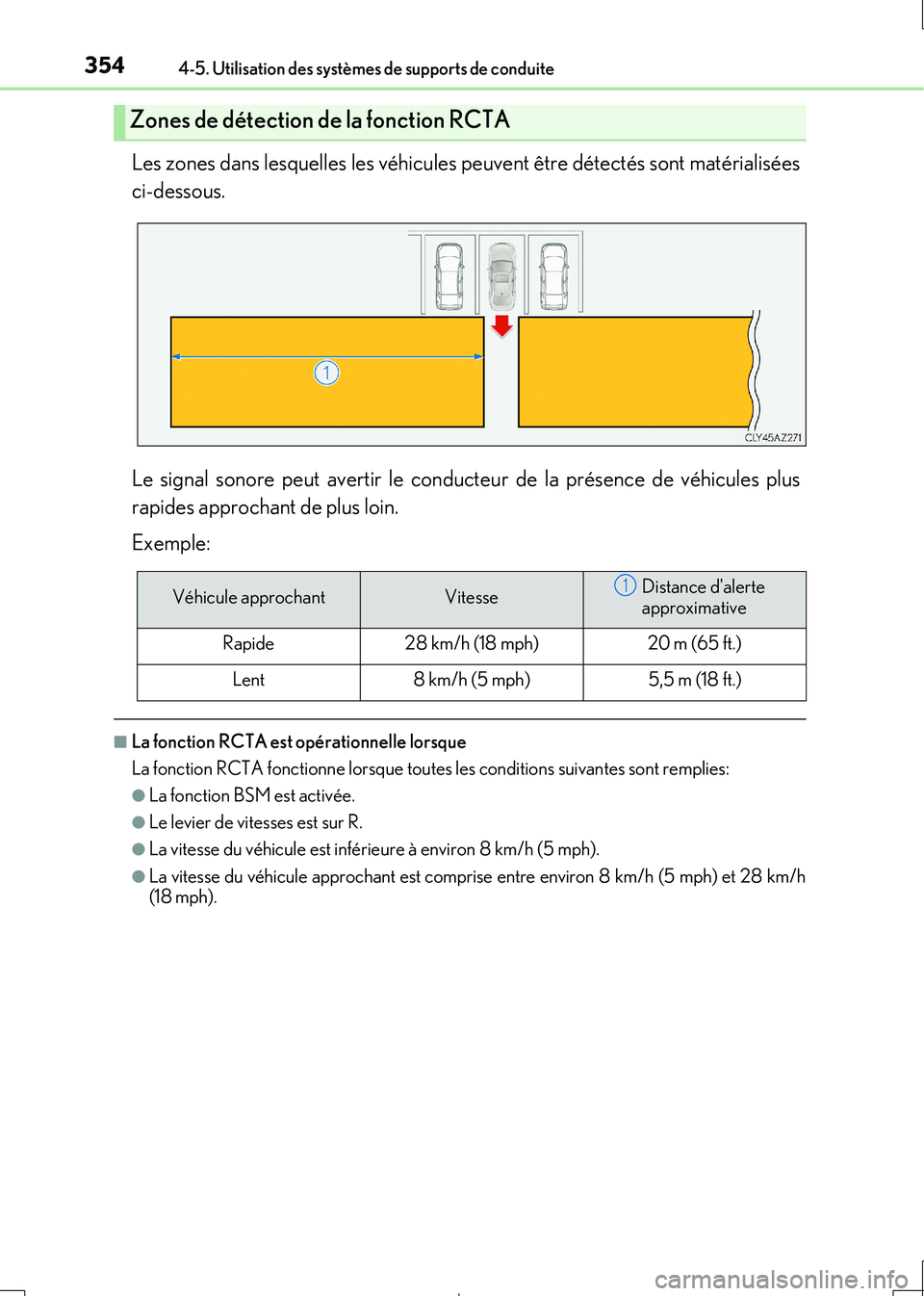 Lexus IS300h 2017  Manuel du propriétaire (in French) 3544-5. Utilisation des systèmes de supports de conduite
IS300h_EK(OM53D90K)
Les zones dans lesquelles les véhicules peuvent être détectés sont matérialisées 
ci-dessous. 
Le signal sonore peut