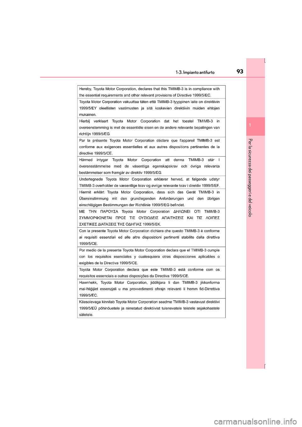 Lexus IS300h 2016 Manuale del proprietario (in Italian) 931-3. Impianto antifurto
1
Per la sicurezza dei passeggeri e del veicolo
IS300h_EL(OM53D60L) Lexus IS300h 2016 Manuale del proprietario (in Italian) 931-3. Impianto antifurto
1
Per la sicurezza dei passeggeri e del veicolo
IS300h_EL(OM53D60L)