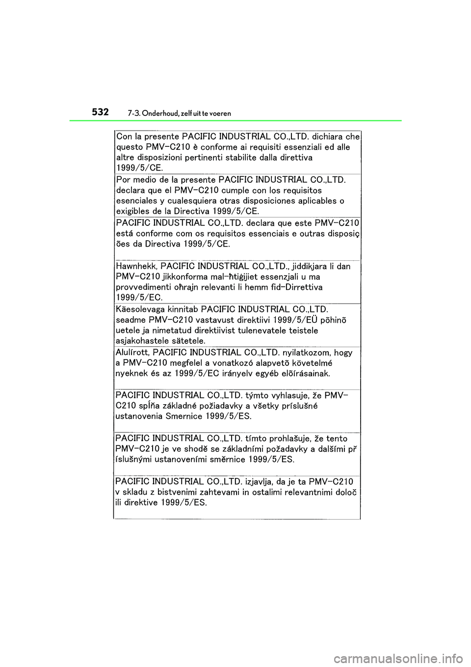 Lexus IS300h 2016 Manual (in Dutch) 5327-3. Onderhoud, zelf uit te voeren
IS300h_EE(OM53D89E)
IS300h_OM_Europe_OM53D89E.book Page 532 Tuesday, November 29, 2016 2:44 PM Lexus IS300h 2016 Manual (in Dutch) 5327-3. Onderhoud, zelf uit te voeren
IS300h_EE(OM53D89E)
IS300h_OM_Europe_OM53D89E.book Page 532 Tuesday, November 29, 2016 2:44 PM