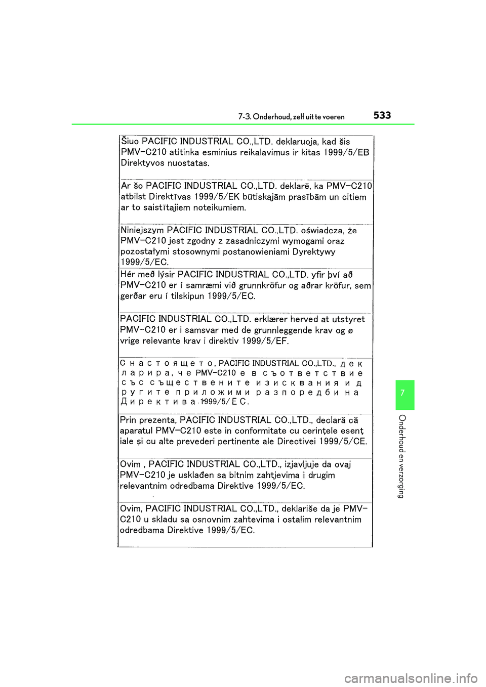 Lexus IS300h 2016 Manual (in Dutch) 5337-3. Onderhoud, zelf uit te voeren
7
Onderhoud en verzorging
IS300h_EE(OM53D89E)
IS300h_OM_Europe_OM53D89E.book Page 533 Tuesday, November 29, 2016 2:44 PM Lexus IS300h 2016 Manual (in Dutch) 5337-3. Onderhoud, zelf uit te voeren
7
Onderhoud en verzorging
IS300h_EE(OM53D89E)
IS300h_OM_Europe_OM53D89E.book Page 533 Tuesday, November 29, 2016 2:44 PM
