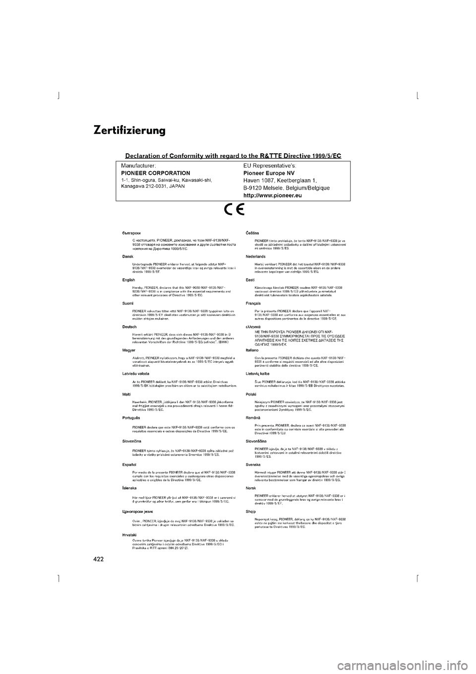Lexus IS300h 2015  Navigationshandbuch (in German) 422
IS_Navi_EM
Zertifizierung 