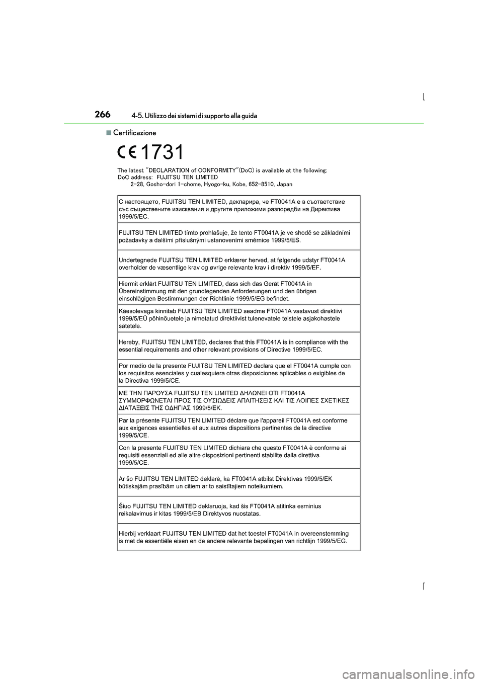 Lexus IS300h 2015  Manuale del proprietario (in Italian) 2664-5. Utilizzo dei sistemi di supporto alla guida
IS300h_EL(OM53D60L)
■Certificazione 