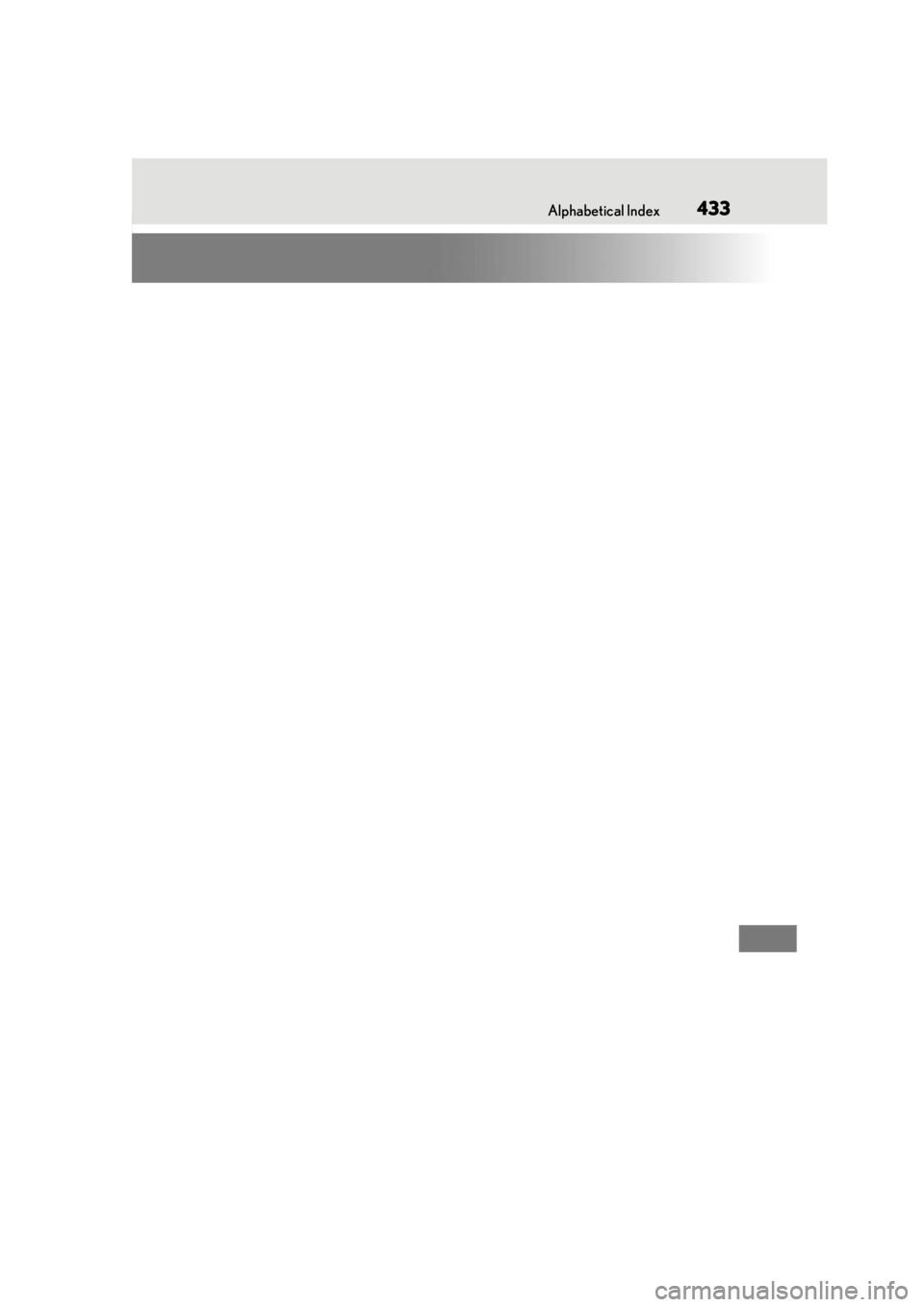 Lexus IS350 2021  Owners Manual / LEXUS 2021 IS 300, IS 350 OWNERS MANUAL (OM53E98U) 433Alphabetical Index 