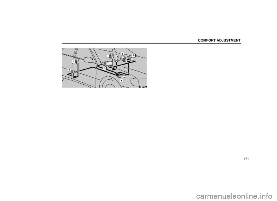 lexus LS400 2000  Engine / LEXUS 2000 LS400 OWNERS MANUAL (OM50533U) COMFORT ADJUSTMENT
171
16L193a 