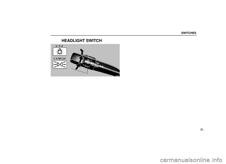 lexus LS400 1999  Electrical Components / LEXUS 1999 LS400  (OM50514U) Workshop Manual SWITCHES
35
HEADLIGHT SWITCH
12L001 