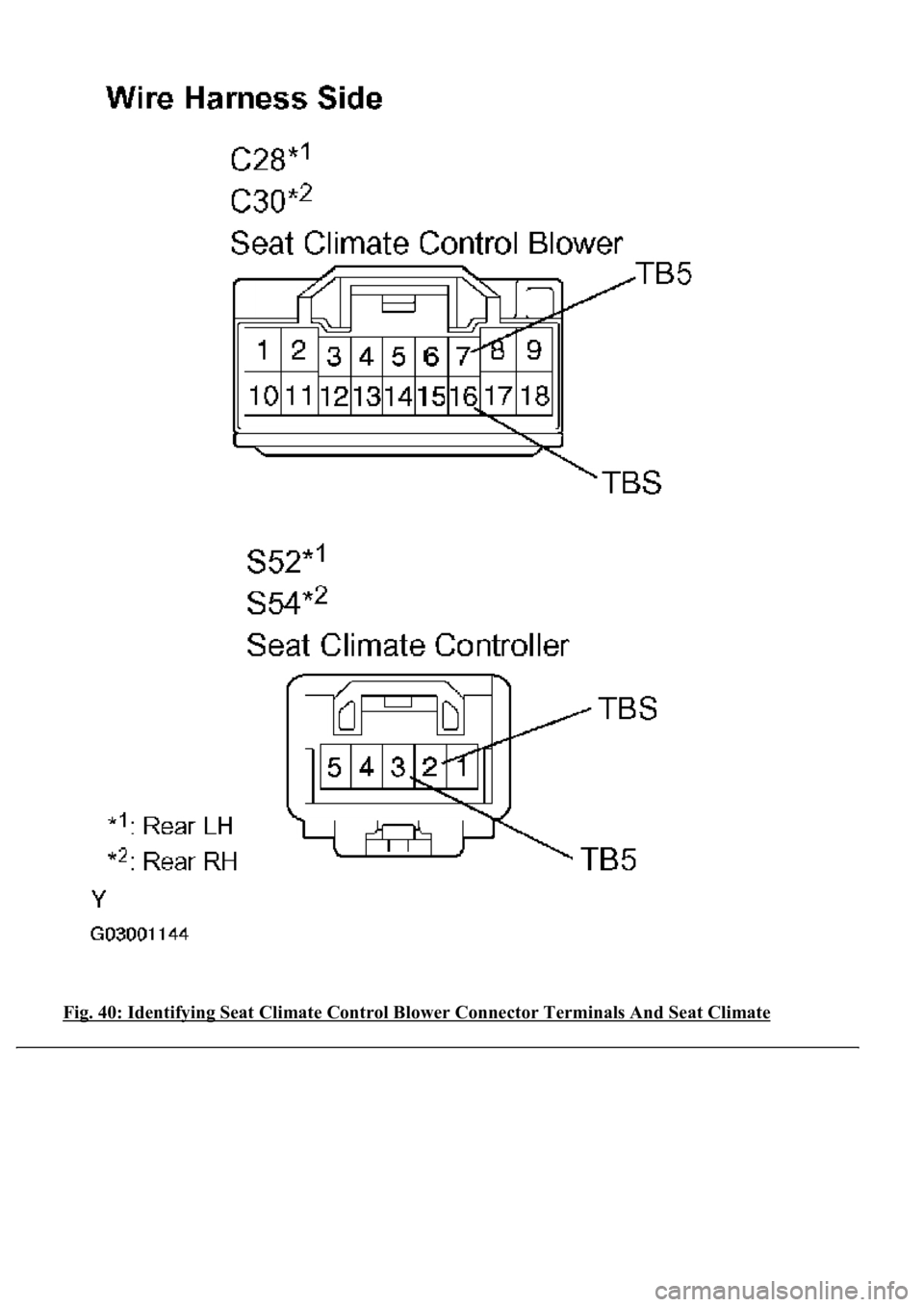LEXUS LS430 2003  Factory Repair Manual Fig. 40: Identifying Seat Climate Control Blower Connector Terminals And Seat Climate  