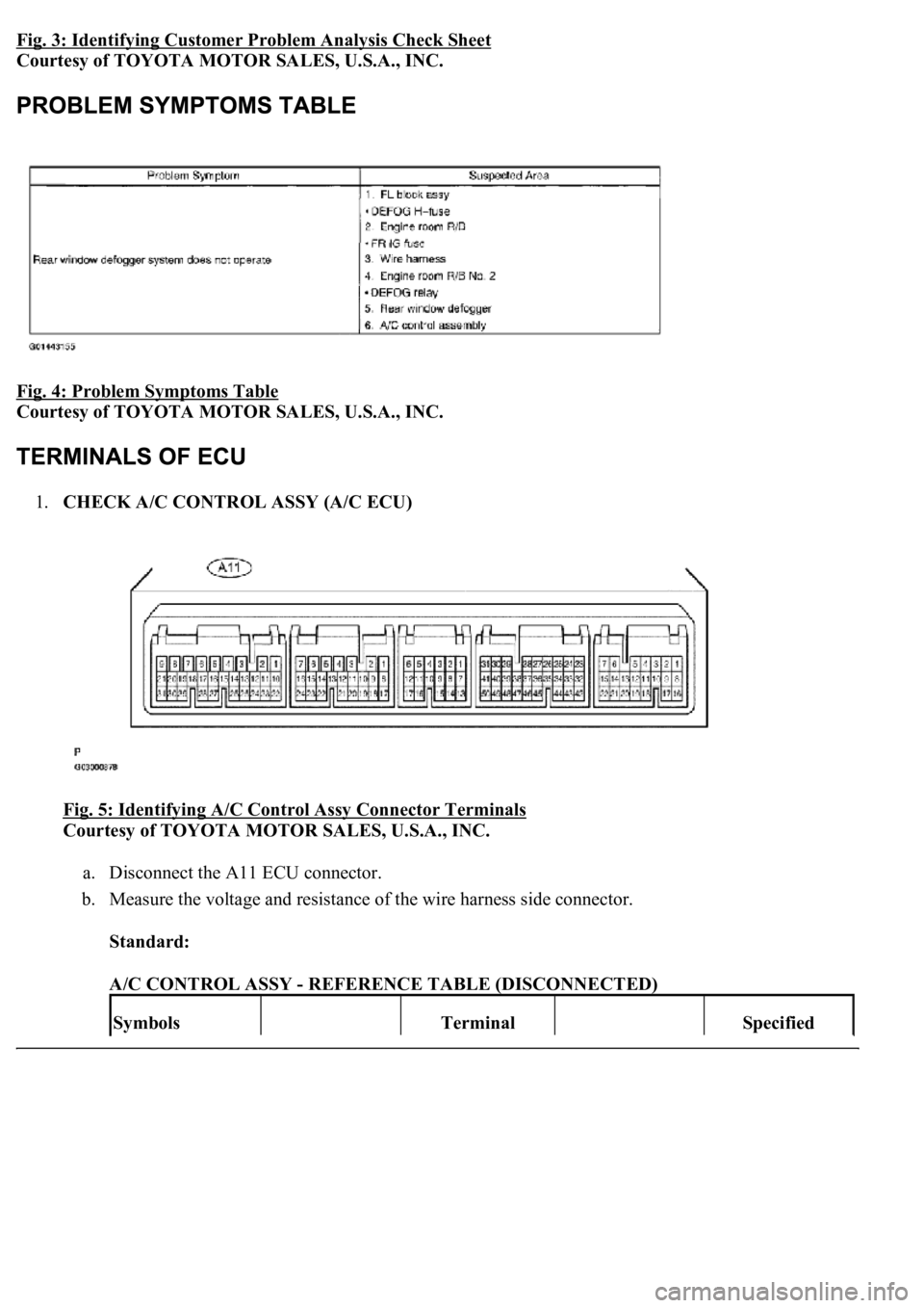 LEXUS LS430 2003 Factory Repair Manual Fig. 3: Identifying Customer Problem Analysis Check Sheet
Courtesy of TOYOTA MOTOR SALES, U.S.A., INC.
Fig. 4: Problem Symptoms Table
Courtesy of TOYOTA MOTOR SALES, U.S.A., INC.
1.CHECK A/C CONTRO LEXUS LS430 2003 Factory Repair Manual Fig. 3: Identifying Customer Problem Analysis Check Sheet
Courtesy of TOYOTA MOTOR SALES, U.S.A., INC.
Fig. 4: Problem Symptoms Table
Courtesy of TOYOTA MOTOR SALES, U.S.A., INC.
1.CHECK A/C CONTRO