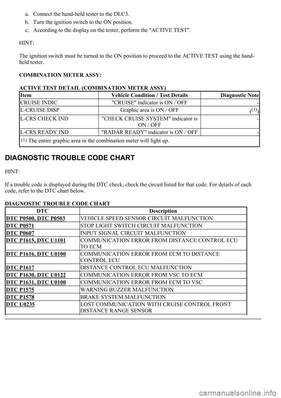 LEXUS LS430 2003 Factory Repair Manual a. Connect the hand-held tester to the DLC3.
b. Turn the ignition switch to the ON position.
c. According to the display on the tester, perform the "ACTIVE TEST".
HINT:
The ignition swi LEXUS LS430 2003 Factory Repair Manual a. Connect the hand-held tester to the DLC3.
b. Turn the ignition switch to the ON position.
c. According to the display on the tester, perform the "ACTIVE TEST".
HINT:
The ignition swi