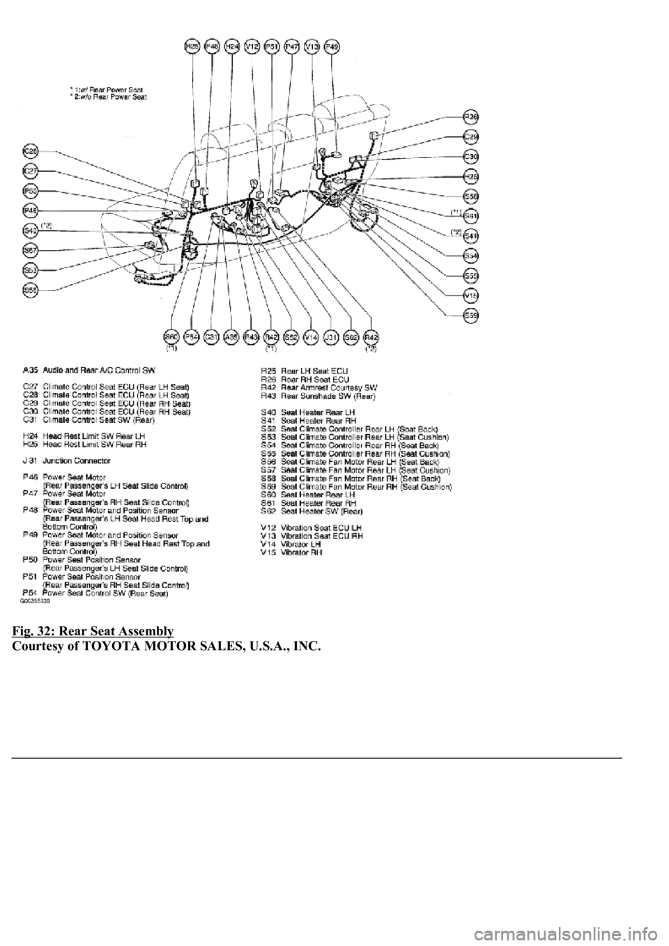 LEXUS LS430 2003  Factory Repair Manual Fig. 32: Rear Seat Assembly 
Courtesy of TOYOTA MOTOR SALES, U.S.A., INC. 
