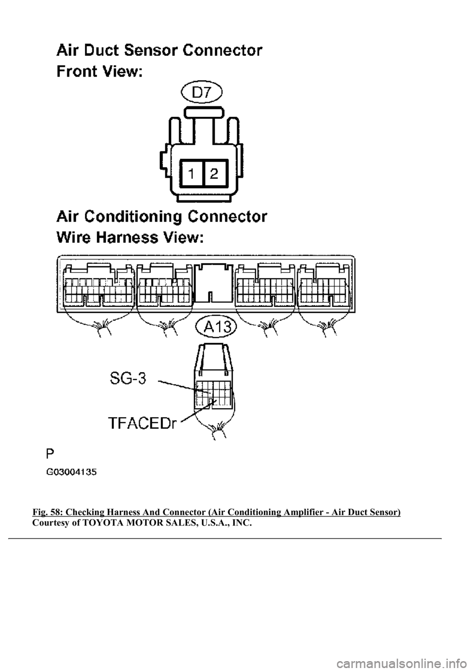 LEXUS LS430 2003  Factory Repair Manual Fig. 58: Checking Harness And Connector (Air Conditioning Amplifier - Air Duct Sensor) 
Courtesy of TOYOTA MOTOR SALES, U.S.A., INC. 