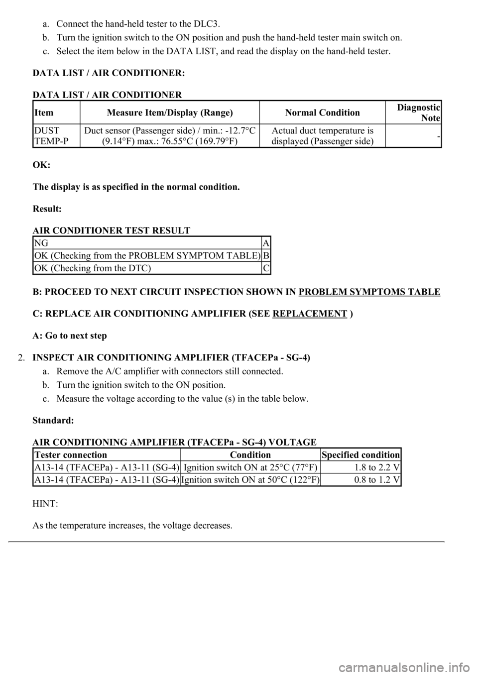 LEXUS LS430 2003 Factory Repair Manual a. Connect the hand-held tester to the DLC3.
b. Turn the ignition switch to the ON position and push the hand-held tester main switch on.
c. Select the item below in the DATA LIST, and read the di LEXUS LS430 2003 Factory Repair Manual a. Connect the hand-held tester to the DLC3.
b. Turn the ignition switch to the ON position and push the hand-held tester main switch on.
c. Select the item below in the DATA LIST, and read the di