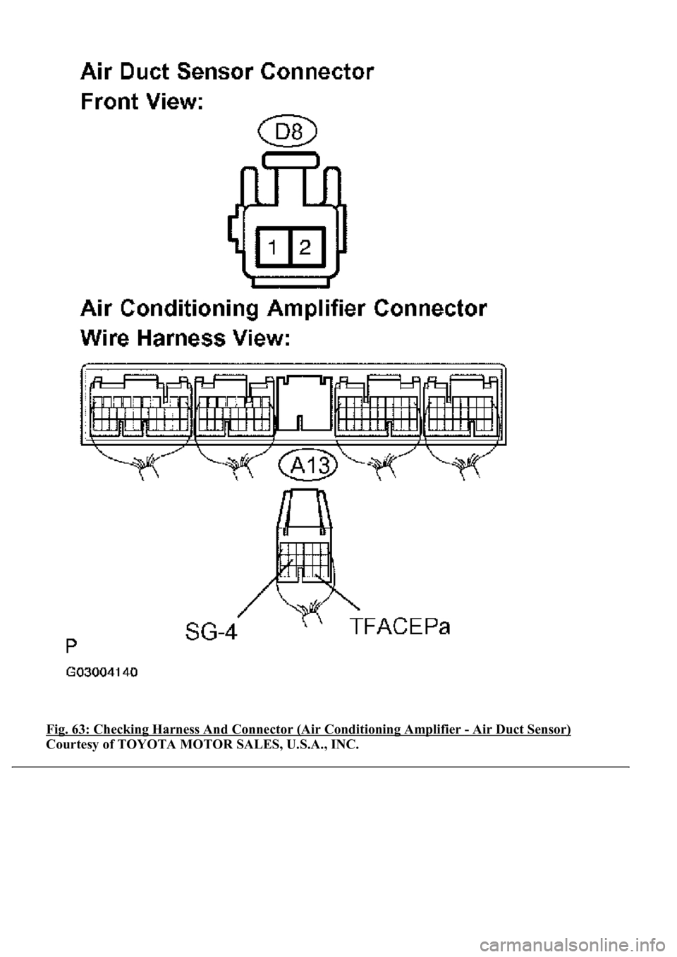 LEXUS LS430 2003  Factory Repair Manual Fig. 63: Checking Harness And Connector (Air Conditioning Amplifier - Air Duct Sensor) 
Courtesy of TOYOTA MOTOR SALES, U.S.A., INC. 