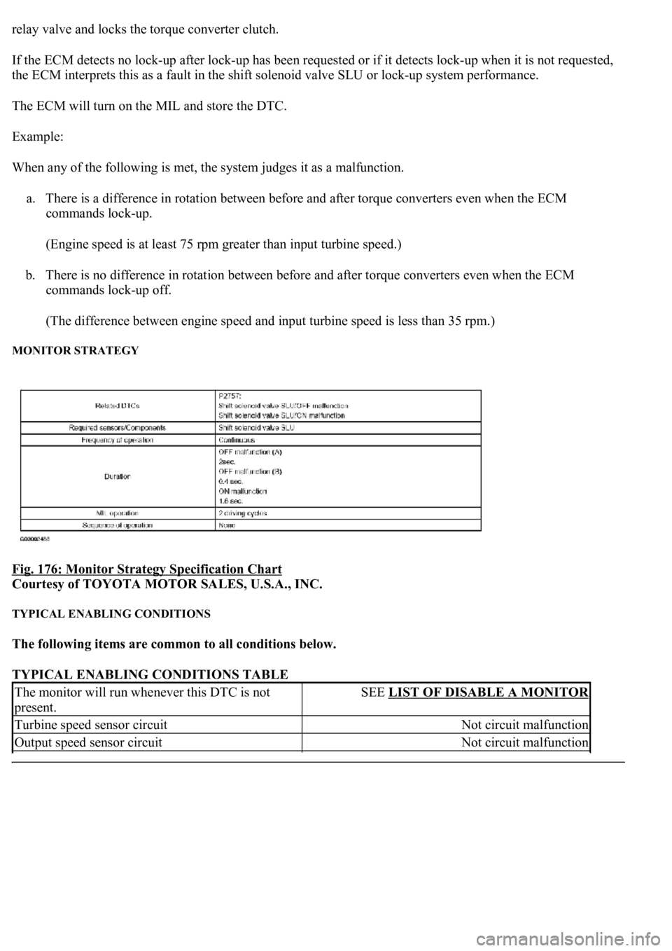 LEXUS LS430 2003 Factory Repair Manual relay valve and locks the torque converter clutch.
If the ECM detects no lock-up after lock-up has been requested or if it detects lock-up when it is not requested,
the ECM interprets this as a fault LEXUS LS430 2003 Factory Repair Manual relay valve and locks the torque converter clutch.
If the ECM detects no lock-up after lock-up has been requested or if it detects lock-up when it is not requested,
the ECM interprets this as a fault