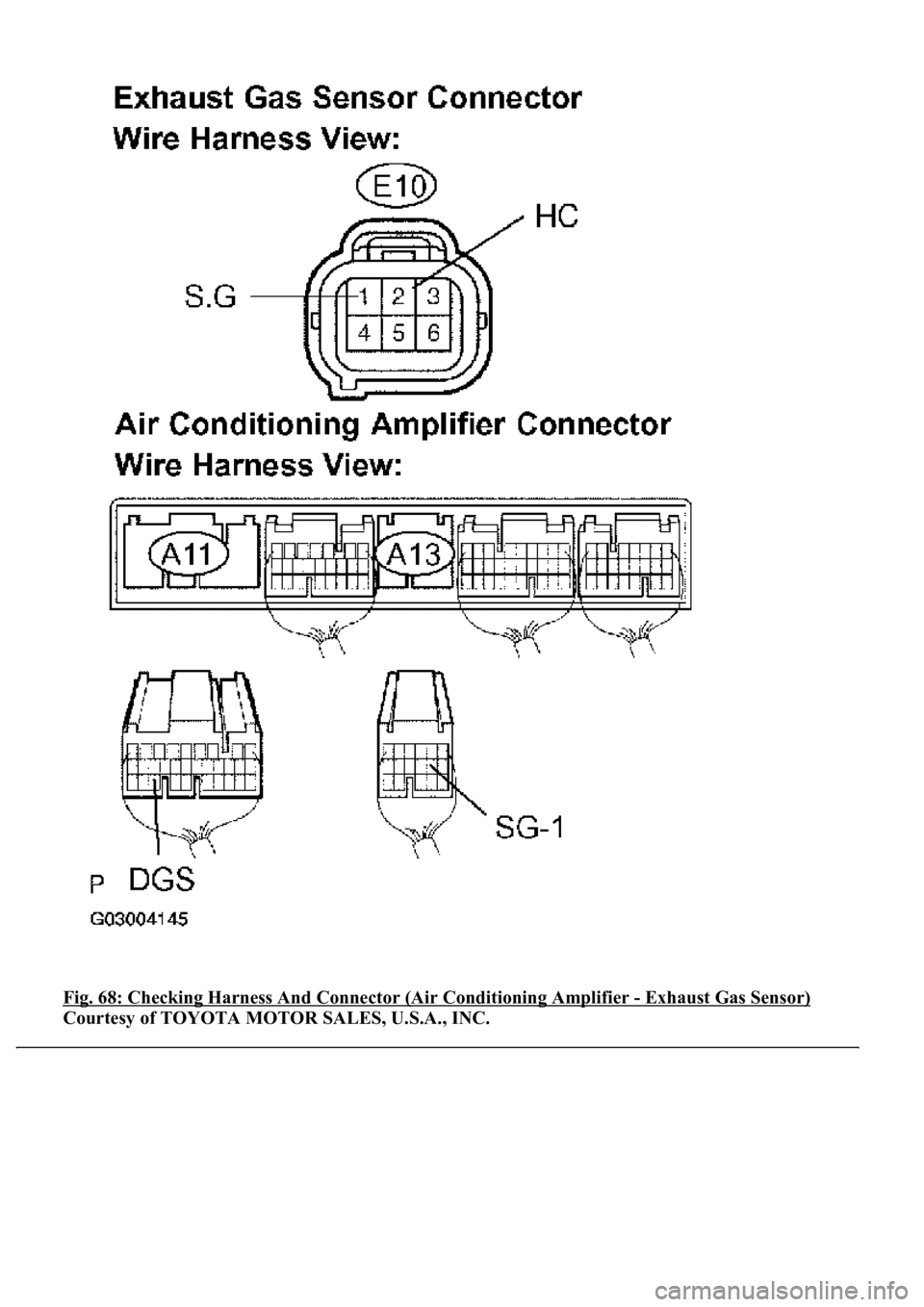 LEXUS LS430 2003  Factory Repair Manual Fig. 68: Checking Harness And Connector (Air Conditioning Amplifier - Exhaust Gas Sensor) 
Courtesy of TOYOTA MOTOR SALES, U.S.A., INC. 