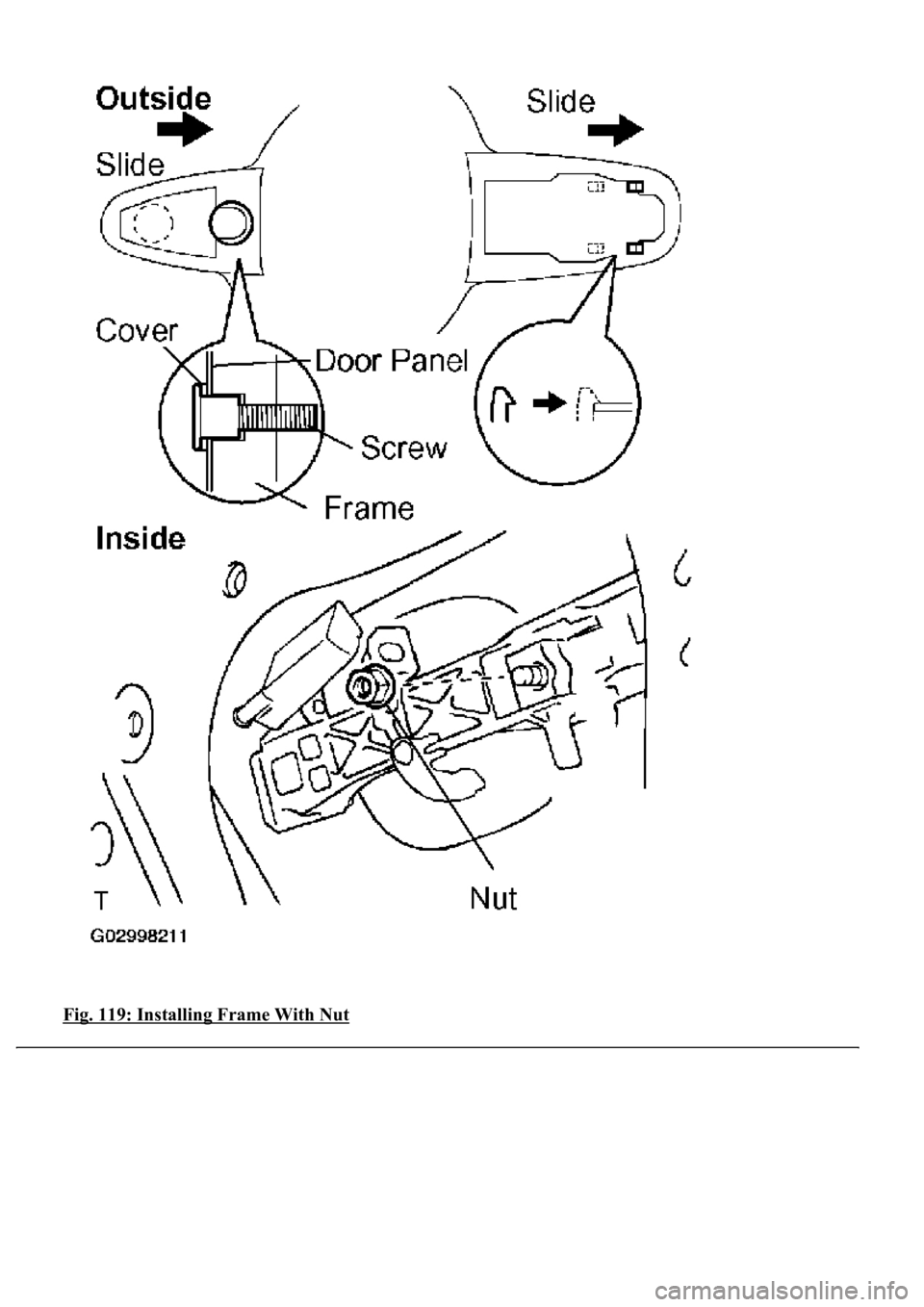 LEXUS LS430 2003  Factory Repair Manual Fig. 119: Installing Frame With Nut 