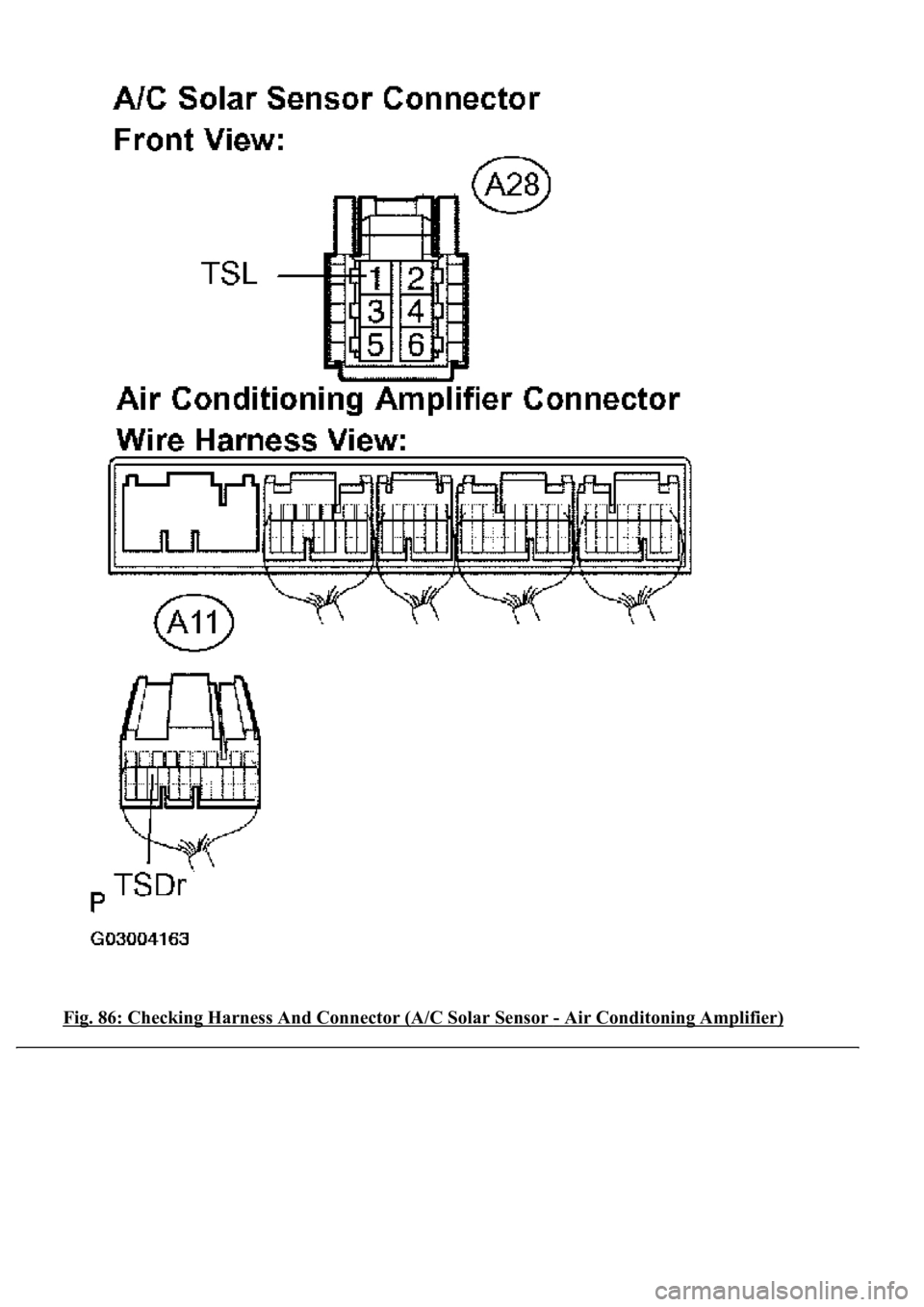 LEXUS LS430 2003  Factory Repair Manual Fig. 86: Checking Harness And Connector (A/C Solar Sensor - Air Conditoning Amplifier) 