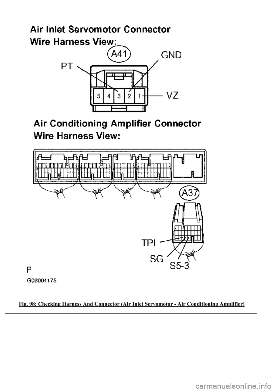 LEXUS LS430 2003  Factory Repair Manual Fig. 98: Checking Harness And Connector (Air Inlet Servomotor - Air Conditioning Amplifier) 