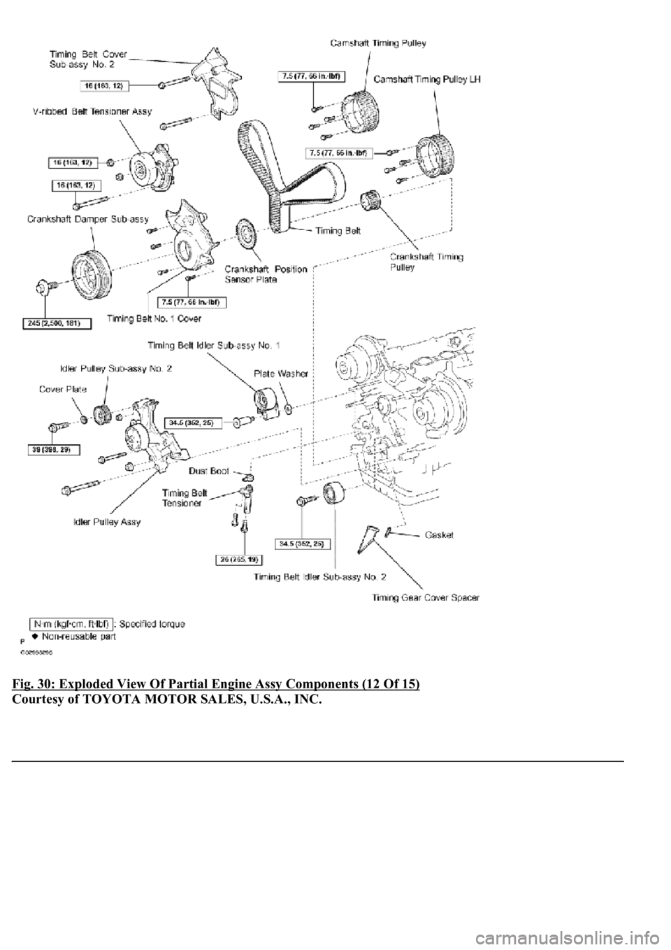 LEXUS LS430 2003  Factory Repair Manual Fig. 30: Exploded View Of Partial Engine Assy Components (12 Of 15) 
Courtesy of TOYOTA MOTOR SALES, U.S.A., INC. 