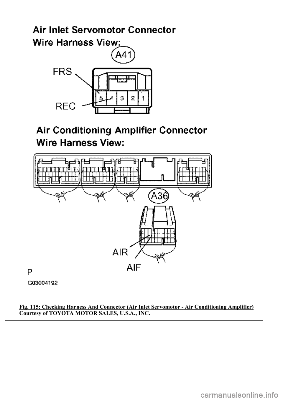 LEXUS LS430 2003  Factory Repair Manual Fig. 115: Checking Harness And Connector (Air Inlet Servomotor - Air Conditioning Amplifier) 
Courtesy of TOYOTA MOTOR SALES, U.S.A., INC. 