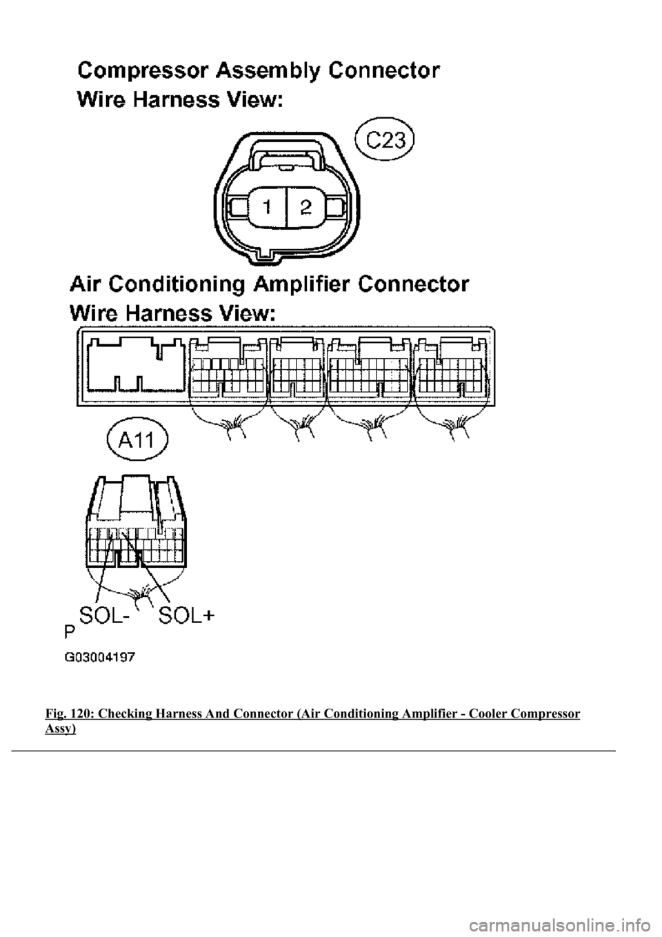 LEXUS LS430 2003  Factory Repair Manual Fig. 120: Checking Harness And Connector (Air Conditioning Amplifier - Cooler Compressor 
Assy)  