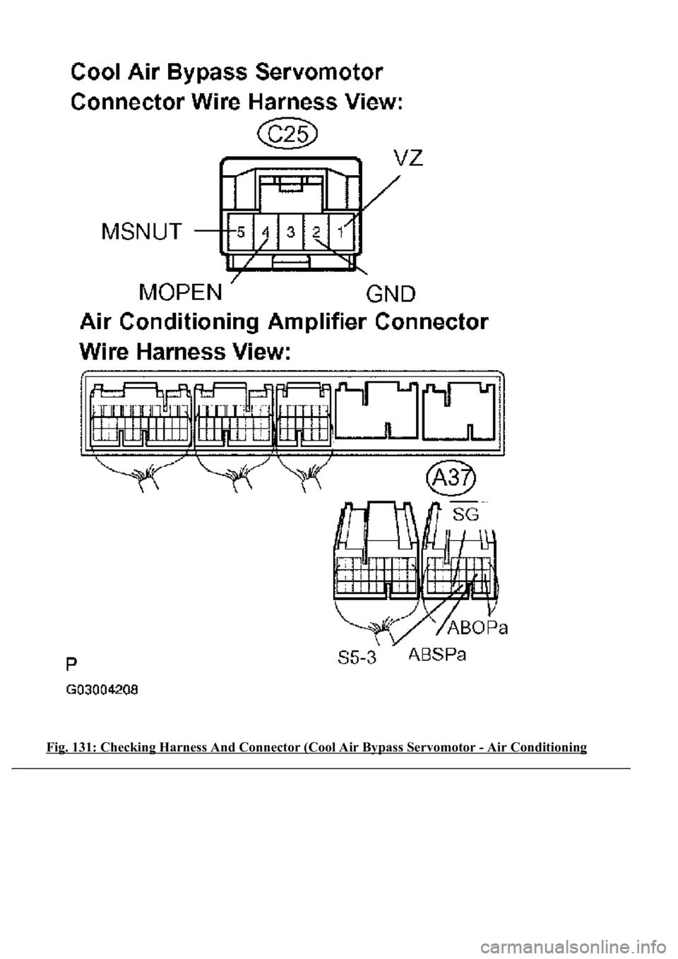 LEXUS LS430 2003  Factory Repair Manual Fig. 131: Checking Harness And Connector (Cool Air Bypass Servomotor - Air Conditioning  
