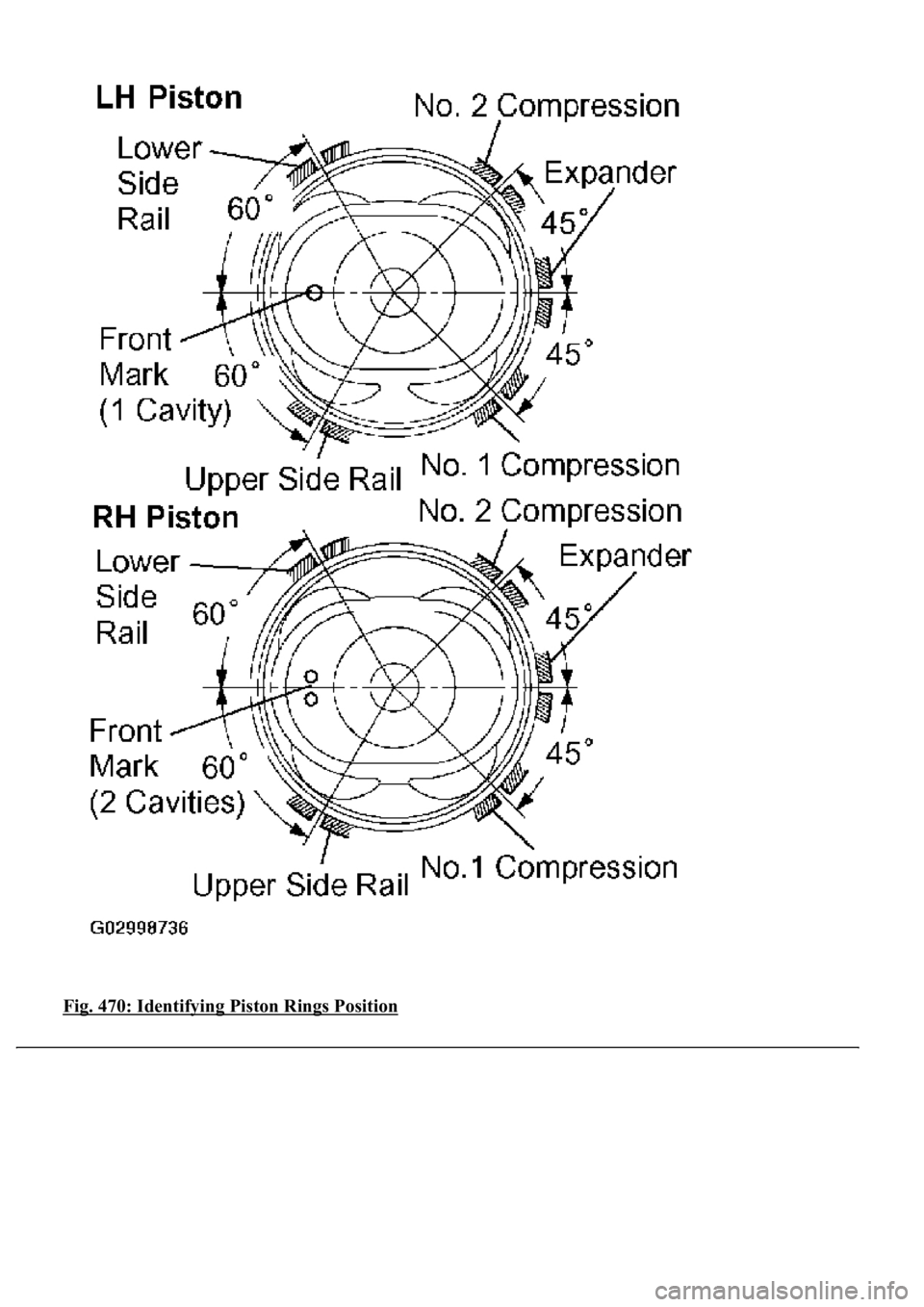 LEXUS LS430 2003  Factory Repair Manual Fig. 470: Identifying Piston Rings Position 
