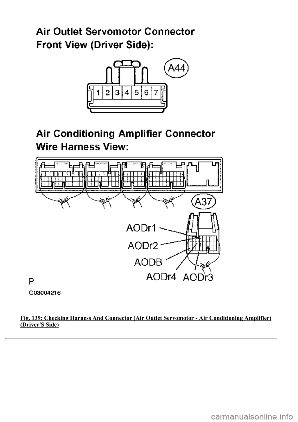LEXUS LS430 2003  Factory Repair Manual Fig. 139: Checking Harness And Connector (Air Outlet Servomotor - Air Conditioning Amplifier) 
(Driver'S Side)  