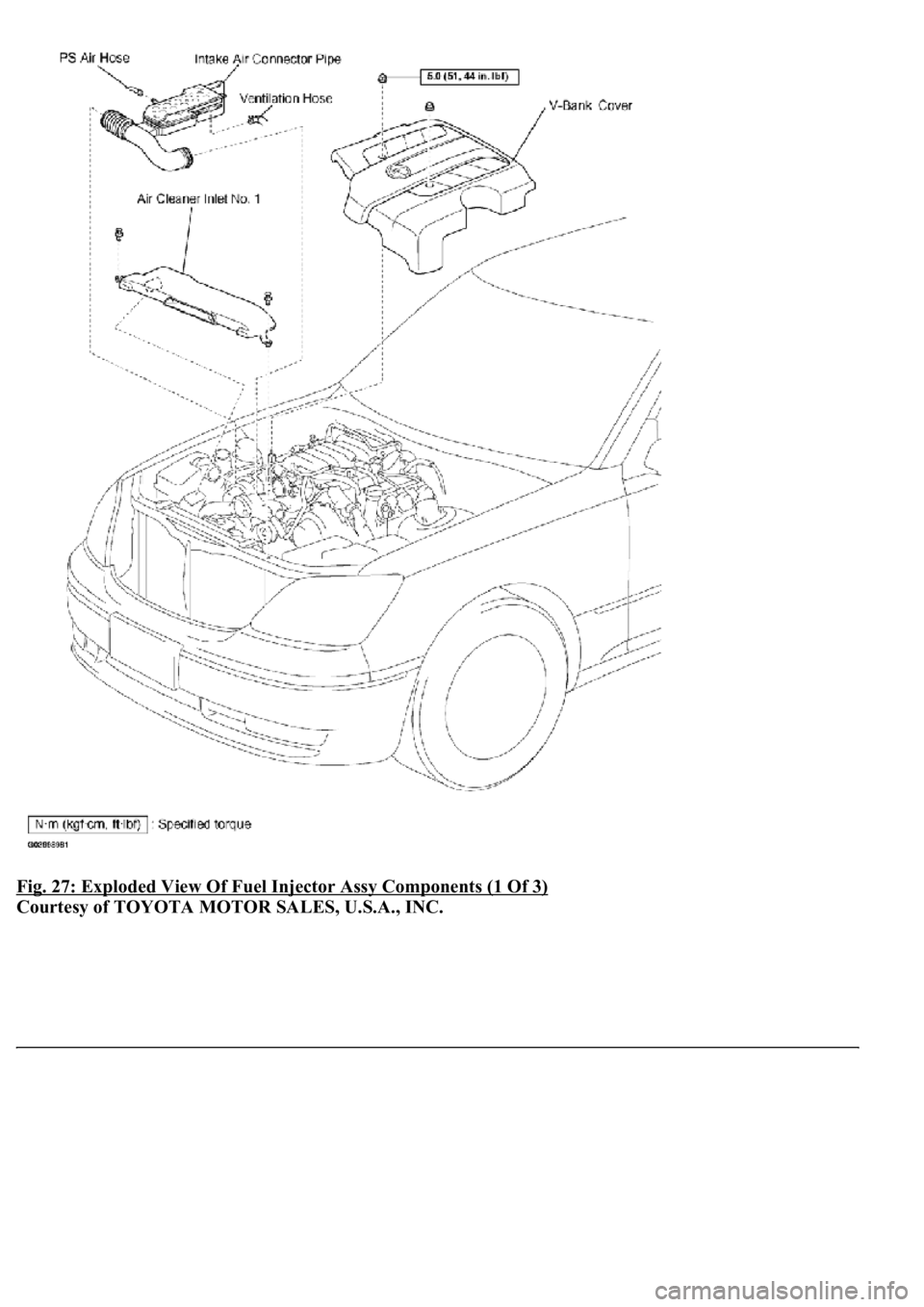 LEXUS LS430 2003  Factory Repair Manual Fig. 27: Exploded View Of Fuel Injector Assy Components (1 Of 3) 
Courtesy of TOYOTA MOTOR SALES, U.S.A., INC. 