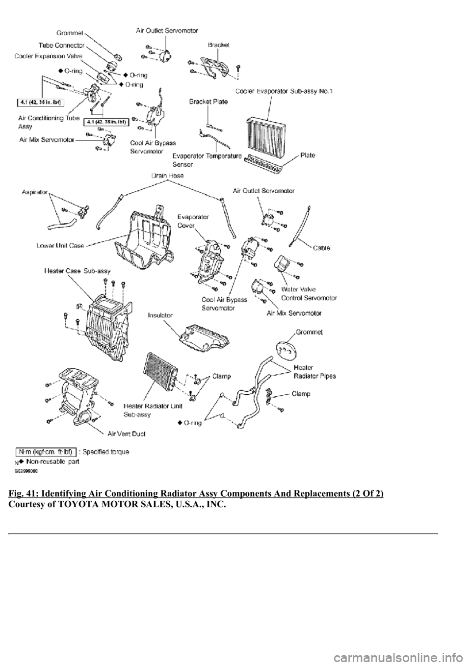 LEXUS LS430 2003  Factory Repair Manual Fig. 41: Identifying Air Conditioning Radiator Assy Components And Replacements (2 Of 2) 
Courtesy of TOYOTA MOTOR SALES, U.S.A., INC. 