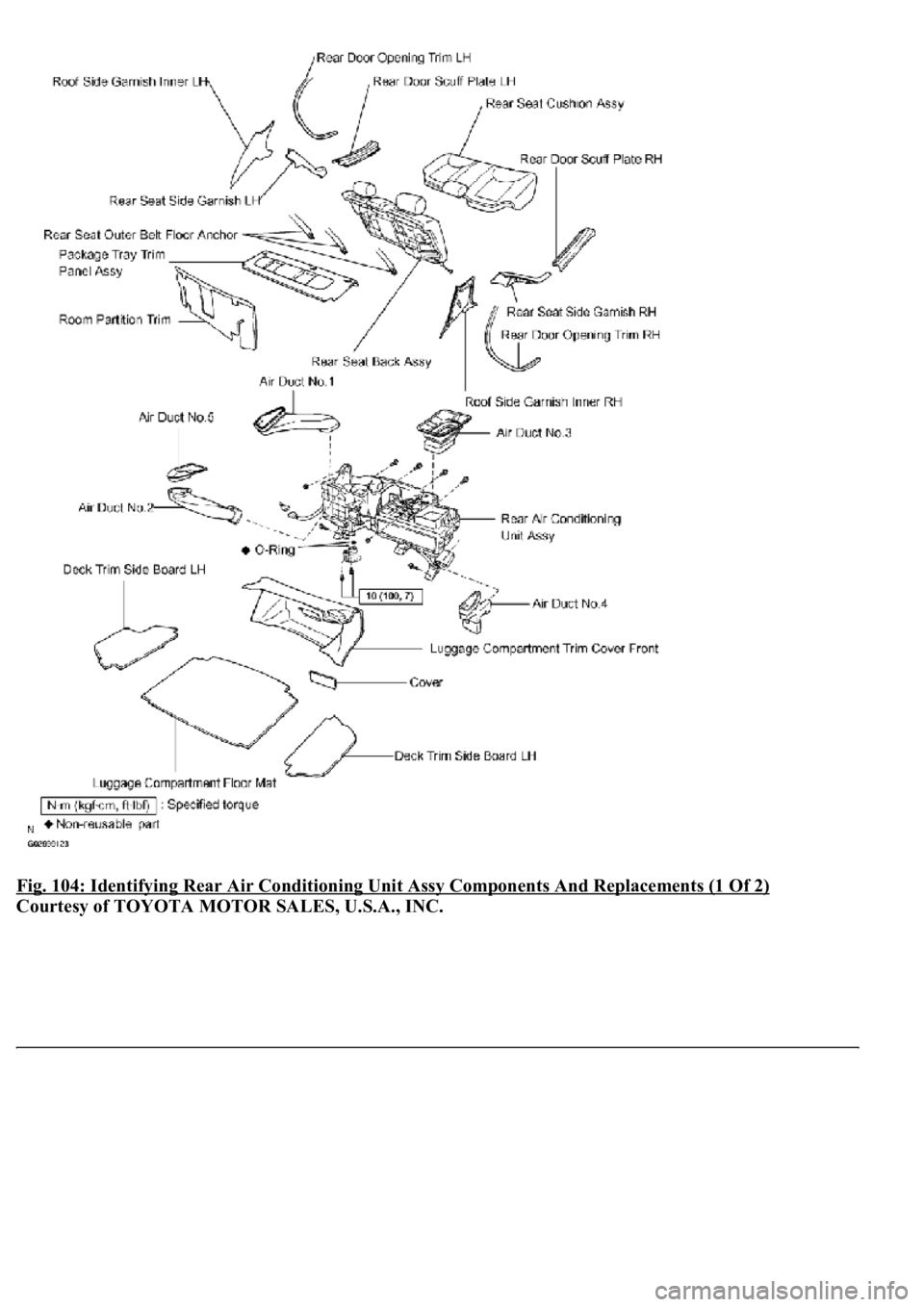 LEXUS LS430 2003  Factory Repair Manual Fig. 104: Identifying Rear Air Conditioning Unit Assy Components And Replacements (1 Of 2) 
Courtesy of TOYOTA MOTOR SALES, U.S.A., INC. 