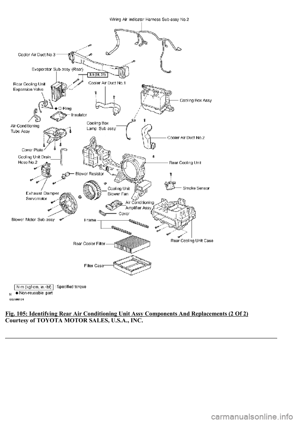 LEXUS LS430 2003  Factory Repair Manual Fig. 105: Identifying Rear Air Conditioning Unit Assy Components And Replacements (2 Of 2) 
Courtesy of TOYOTA MOTOR SALES, U.S.A., INC. 