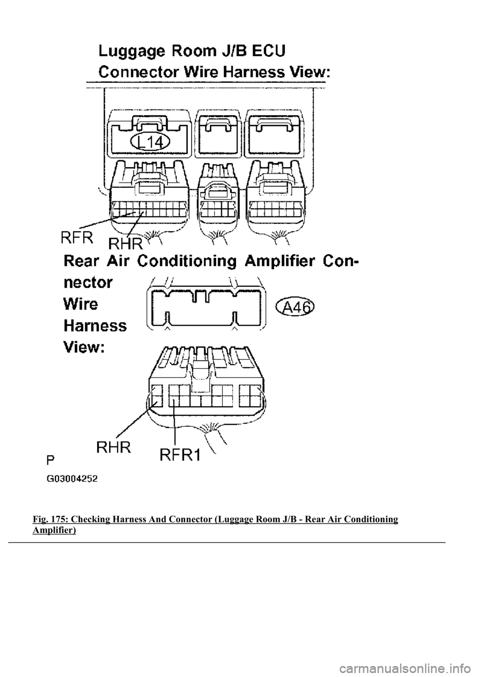 LEXUS LS430 2003  Factory Repair Manual Fig. 175: Checking Harness And Connector (Luggage Room J/B - Rear Air Conditioning 
Amplifier)  